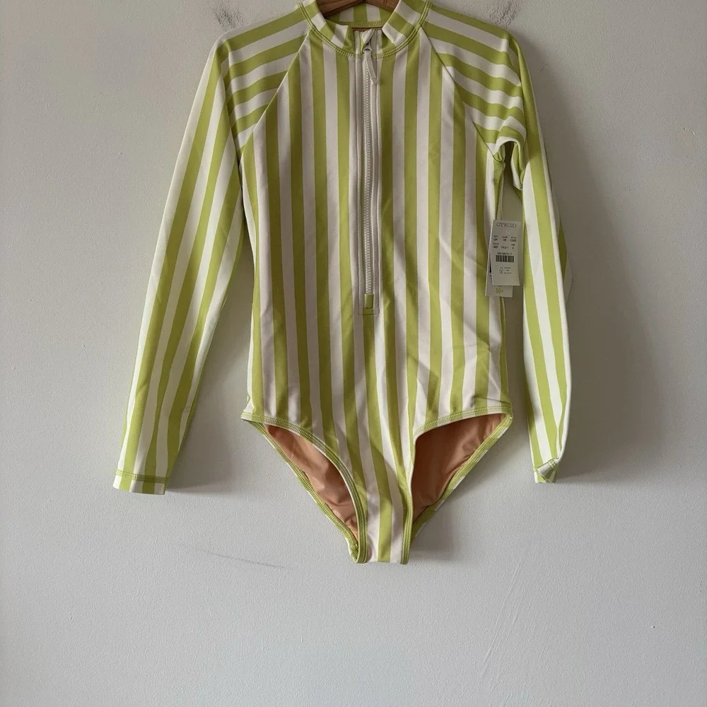 J Crew Crewcuts Girls Zip-Up Rash Guard UPF 50+ Swimsuits Size 8~LOT OF 2~ NWT